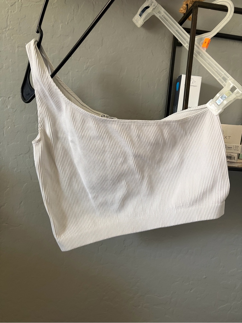 Asymmetrical White Ribbed One-Shoulder Crop Top